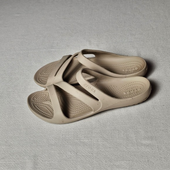 CROCS Shoes - Crocs Swiftwater Sandal Tan Khaki Strappy Slide Womens 9